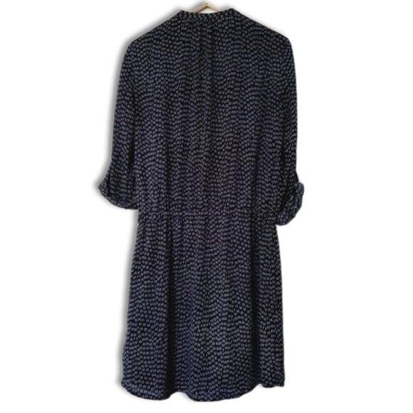 HILARY RADLEY Utility Sleeve Drop Waist Dress Navy Blue Tribal Geo Print Sz S - Picture 10 of 16